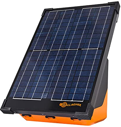 Gallagher Solar-Weidezaungerät S200 mit Akkus - Elektrozaun für Pferde, Rinder, Schafe, Rehe & Hirsche, Wölfe, Ziegen, Füchse - Geeignet für Weidezäune bis 50 km