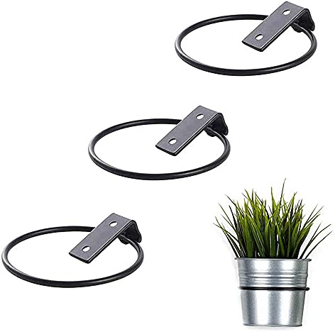 3 Stück Metall Blumentopfhalter Wand, Faltbarer Blumentopfhalter Ringhaken, Verwendet für Haus, Garten, Balkon, Outdoor (13.5 x 11 x 6.5 cm)