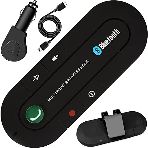 Retoo Kit vivavoce Bluetooth per auto con regolazione volume e ascolto musica, kit vivavoce con batteria fino a 20 ore, compatibile con Phone, Samsung, nero