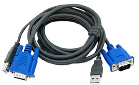 Ruilogod 1,4M 15 PIN VGA VGA + Macho USB al cable VGA + Imprimir para PC CRT