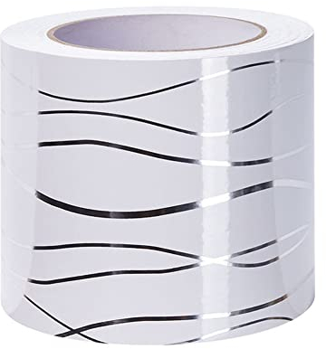 Bordo Per Carta Da Parati Impermeabile, Decorazione Autoadesiva Rimovibile Per Cucina, Bagno, Piastrelle, Onda Bianca 10cm X 500cm