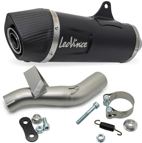 Endschalldämpfer/Auspuffanlage LeoVince SLIP-ON SBK, Edelstahl schwarz, Carbon Kappe, mit Zulassung für Honda CB/CBR 500 F/R/X