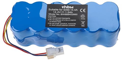 vhbw batteria compatibile con Samsung Navibot SR8730, SR8824, SR8825, SR8828, SR8830, SR8750 Light, SR8840, SR8841 home cleaner (1500mAh, 14,4V, NiMH)