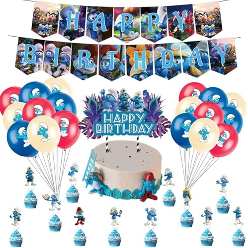 Deko Geburtstag,Party Geko,Geburtstag Dekoration Set，Tortendeko,Banner，Birthday Party Deko