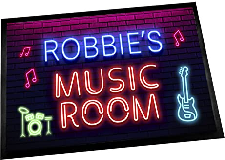 Artylicious Personalised Music Room Door Mat - Music sound studio neon Door mat 60 x 40 cm