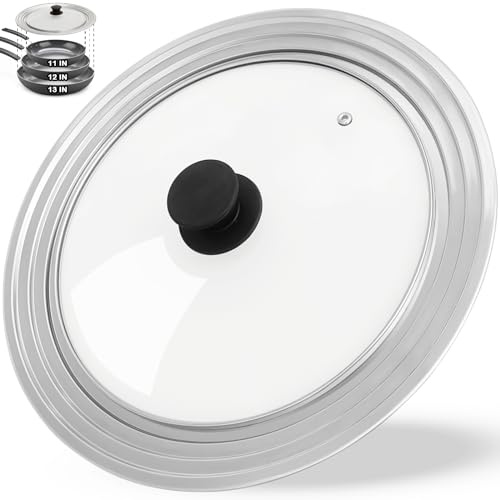 Universal Lid for Pots and Pans, Fits 11, 12 & 13 Diameter Cookware, Replacement Stainless Steel Skillets lids, Heat Resistant Frying Pan lid, Dishwasher Safe