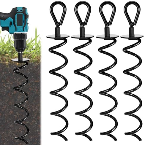 Gowkeey Lot de 4 d'ancrage au Sol, Piquets d'ancrage Spirales