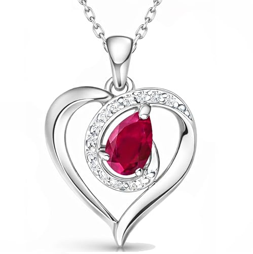 Limana Echte Edelstein Herzkette Damen aus 925 Silber – Halskette mit Herz-Anhänger Schmuck Geschenk für Frauen & Freundin