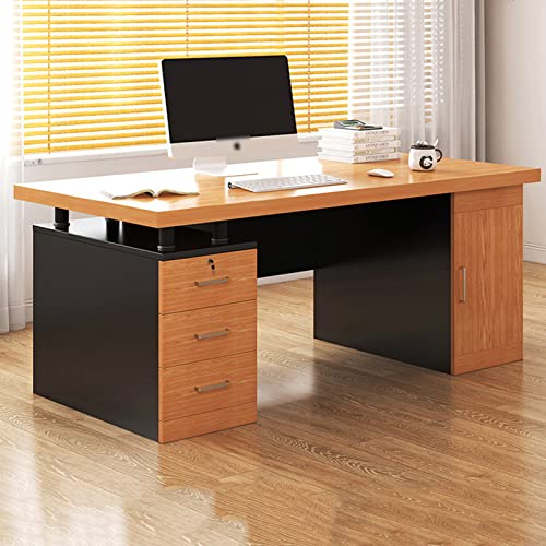 Home-Office-Schreibtisch, Computertisch, großer Chefschreibtisch, Bürotisch, Computertisch mit 3 Schubladen und Schließfächern, Arbeitsschreibtisch, Sekretär-Büroschreibtische für das Home-Office-AR