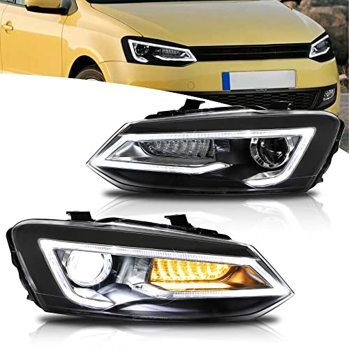 VLAND Scheinwerfer Kompatibel für Polo 5 Polo MK5 6R 6C 2009-2017 (Nicht für GTI/1.6 6R), 1 Satz (Regulär)