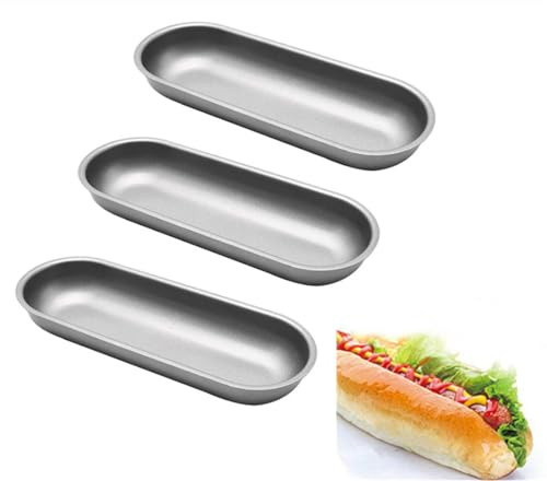XXWZJH Moldes ovalados para pan de perrito caliente, molde antiadherente para pan de 7.5 pulgadas de largo para hornear, molde de acero con forma de perrito caliente para hornear para el hogar y la