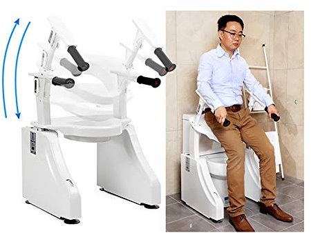 GTHTUHFD Comodino da Comodino, Sedia da Doccia, Sedile WC rialzato Maniglia WC Sedile WC rialzato con Maniglie Sollevatore Inclinato WC Elettrico, Telaio Regolabile Maniglioni WC Imbottiti, Ai