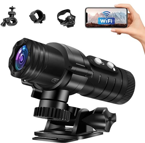 Tiantianle Action Cam,Helmkamera Fahrrad WiFi,Action Cam Motorrad,Wasserdicht Fahrrad Kamera,1080P HD & 120° Weitwinkel Actionkameras,Helm Aktion Kamera für Outdoor Fahrrad Motorrad Reiten Skifahren