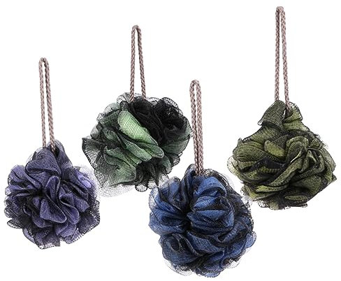 BELLIFFY 4stücke Duschbälle Farben Gelb Grün Blau Praktische Peeling-bürste Für Erwachsene Und Junge Mädchen Langlebig Und Leicht Für Komfortables Badeerlebnis