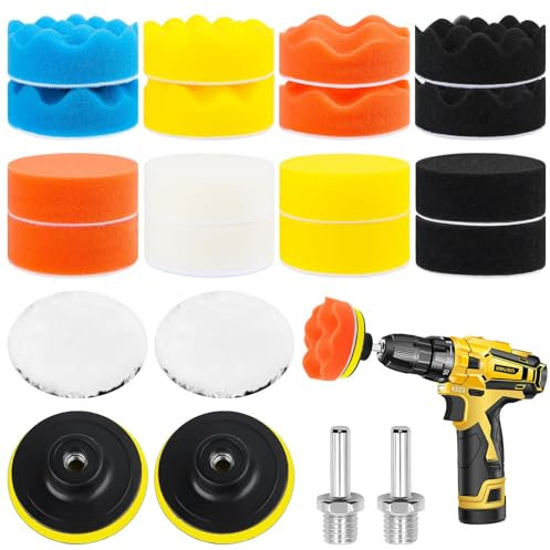 Buffing Pads for Drill, 22PCS Polishing Pads for Drill, Drill Polishing Kit 80mm Car Polishing Pads, Drill Buffer Attachment Sponge for Auto Polisher,Sanding,Waxing