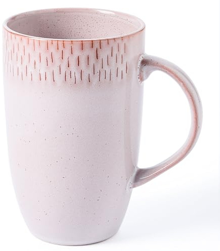 TaoTaojarvie Ceramic Coffee Mugs, Extra Large, 22 oz Big Mug,Tea and Coffee Cups, Hand-painted Mugs, Large Handle, Tall Coffee Mug for Office/Home, Microwave and Dishwasher Safe. (Pink)