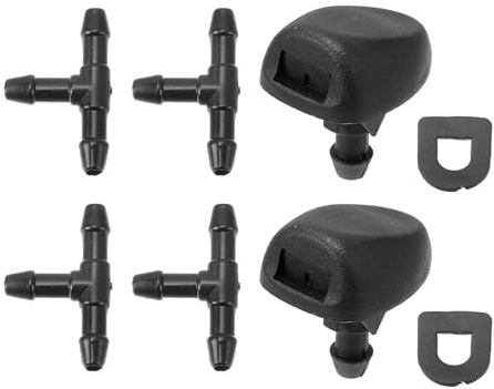 Partuto Kit Ugelli Lavavetro per Peugeot 207 2007-2015 Ugelli Spruzzatori Parabrezza Lavavetro Ugelli Spruzzatori Tergicristallo No.6438H4 2 Pz Guarnizioni 4 Pz Connettore Tubo T