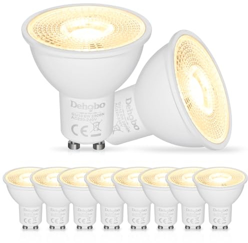 Dehobo GU10 LED Warmweiss Glühbirne, LED Lampen Licht Spot Warmweiss Lampe 6W 2800K 480 Lumen Ersetzt 60W Halogen Leuchtmittel, 120° Abstrahlwinkel Spotlight, Nicht Dimmbar Led, 10 Stück