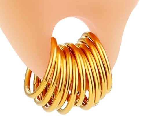 DOEARKO Ohr Gewichte 10PCS Flesh Tunnel mit Ringe Ear Weights Hangers Edelstahl Piercing Gestreckte Schmuck 8mm 10mm (Gold, 1.2 * 8mm 10PCS)