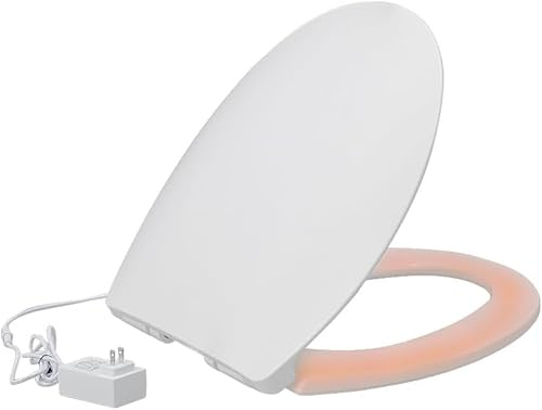 Beheizter WC-Sitz mit integrierter Seitensteuerung, Deckel und Sitz, Absenkautomatik, neue Technologie für hautfreundliche Oberfläche, einfache Installation, rund (rund)