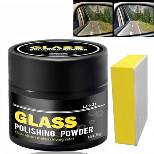 Glass Polishing Powder,Gl/ass Scratch Remover,Scratch Remover Kit for Cars,Glas/s Polish with Sponge,Window Screen Cleaner,C/ar Sc/ratch Repair Paste,C/ar Gla/ss Powder,Glass Polishing Scratc/h