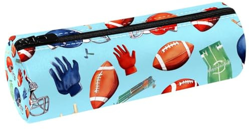 VAPOKF American Footballs Field Gloves Helmets Leather Barrel Pen Pencil Case Coin Purse Cosmetic Makeup Bag for Student Stationery School Office Storage