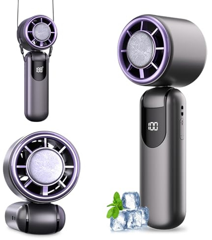 Mini ventilateur manuel à batterie rechargeable silencieux, pliable à 90°, 3000 mAh, super puissant, ventilateur portable, de voyage, (B)