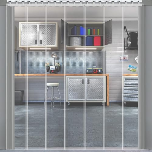 SHANNA PVC Streifenvorhang 7Stk.20x203cm Lamellenvorhang, Transparent Türvorhang, Wetterfest Wärmeschutzvorhang Thermovorhang Kälteschutz für Stallvorhang Kühlhäuser, Lagerhallen und Shops