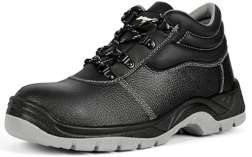 S3 SRC Safety Shoes for Men and Women – Steel Toe Shoes, Anti-Puncture Sole, Non-Slip, Breathable Work Shoes for Men and Women, Professional Work Safety Shoes Boot - Size 8 Black