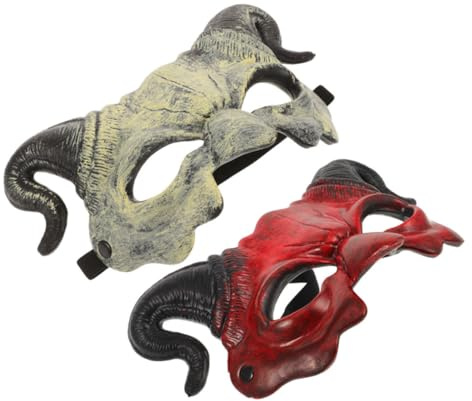 WOONEKY Máscara Media Cara Demonio con Cuernos para Cosplay Halloween Máscara de Carnaval Ligera y Cómoda para Adultos Accesorio Versátil para Disfraces