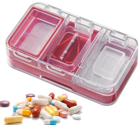 Tagliapillole portatile, a doppio strato, strumento per affettare le pillole, portatile, settimanale, per casa, lavoro, viaggi, ospedale, scuola, campeggio, lavoro, infermieri, adulti e anziani