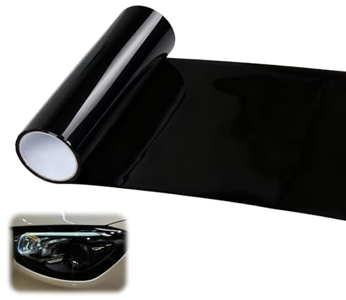 Tönungsfolie Auto,Scheinwerfer Folie,Scheibentönungsfolie Auto,Schwarz Folie Transparent,Selbstklebend Autofolie Schwarz Glänzend,Klebefolie für Rücklichter,Nebelscheinwerfer,Rückleuchten,120x30cm