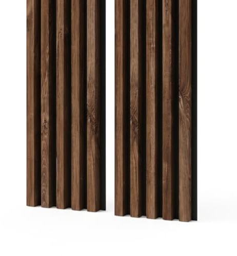 MEBANO. Akustikpaneele auf Filz 1,272 m² 240x53 cm (2 Stück 240 cm x 26,5 cm) Wandverkleidung Farbe Eiche Stirling Wandpaneele Home Decoration Lamellenwand Innenwanddekoration