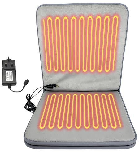 XEERUN Heated Seat Cushion, 45 x 90cm Portable Heated Chair Pad, Large Heating Area Heated Seat Cover, 5 Temperatures Levels, with USB, AC/DC Adapter, for Office Chair, Home and Outdoor, Gray