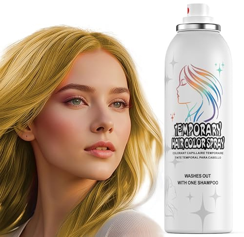 Temporäre Haarfarbenspray | 150ml Sofort Gold Haarfarbenspray für Erwachsene & Kinder | Waschbar & Nicht Klebend, Sanfte Formel, Gold | Halloween, Cosplay, Kostümparty, Feste
