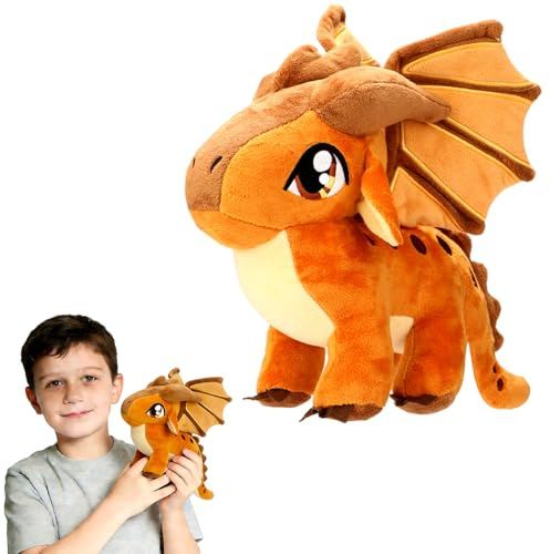 Mejglrc Wings Dragon Plush - Wings Dragon Plush Pillow Toy - Kawaii Pterosaur Plushie - Soft Flying Dragon Hugging Pillow for Kids Boys Girls (Coffee)