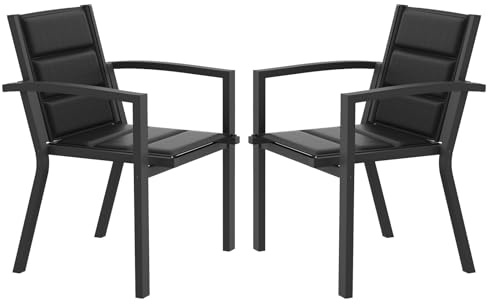 JUMMICO Chaise de Jardin Extérieur - Cadre Aluminium Robuste, Coussin Texlin Rembourré Confortable, Empilable et Rangeable sous Table - 160kg Max - pour Jardin, Cour, Balcon