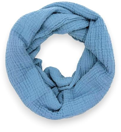 Ziona Damen Musselin Loop Schal Uni Baumwolle Frühling Herbst Made in Italy