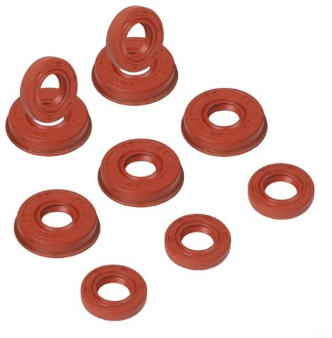 Kit paraolio per motoseghe a benzina piccole, set di 5 pezzi di ricambio con guarnizioni in plastica rosse, previene perdite d'olio e si adatta perfettamente ai modelli Timberpro/Zenoah 25CC