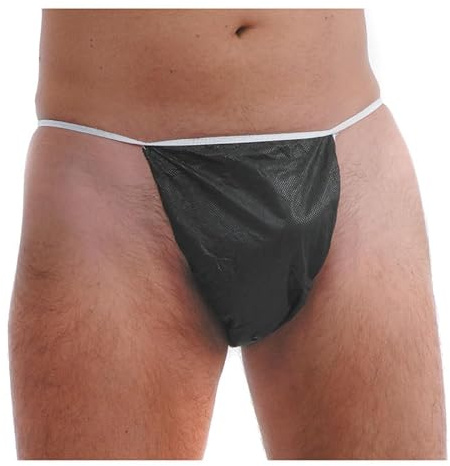 Generico Tanga Uomo Monouso 100 Pezzi - TNT USA e Getta - Slip Uomo in Nero - Adatto per Spa, Estetica, Centro Benessere, Massaggi