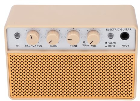 Rosvola 10W Mini Bass Guitar Amplifier 5W Bass Speakers Clean Drive Channels Bluetooth 5.1 Headphone Jack 3000mAh Battery Portable Practice Amp with Separate BT AUX Volume Control for