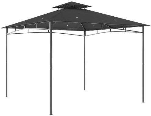 Outsunny Pavillon 3x3m Stabil Wasserabweisend mit Doppeldach Dunkelgrau | Winterfest Gartenpavillon, Zurückziehbar Obenrahmen, UV 50+ Partyzelt, Für Festival Partys