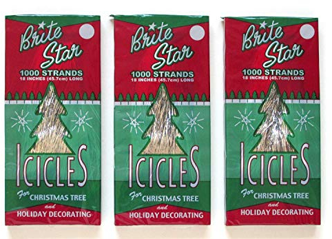 Brite Star Tinsel Icicles, Silver, 3 Packages, 1000 count each