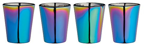 BarCraft Bicchierini da Liquore Iridescenti Arcobaleno Metallizzato, 50 ml, Set da 4