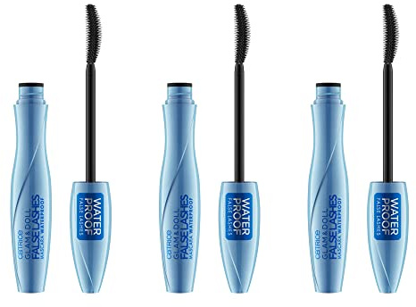 Catrice Glam & Doll False Lashes Mascara Waterproof, Nr. 010, Schwarz, langanhaltend, volumengebend, vegan, wasserfest, ohne Mikroplastikpartikel, Nanopartikel frei, 3er Pack (3x10ml)