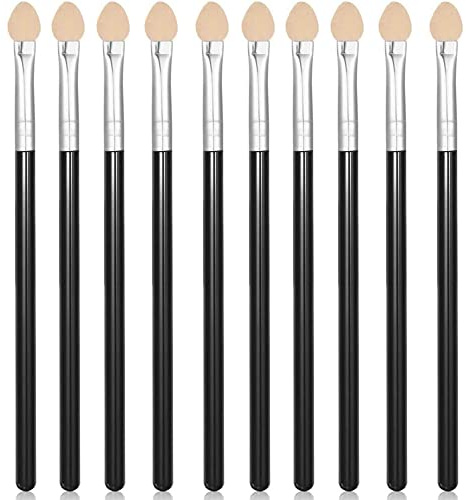 10 Pièces éponge Fard à Paupières Pinceaux,Applicateur Ombre à Paupières Pinceau Mince Brosse de Maquillage,Pinceau pour les Yeux, Outil de Maquillage Professionnel