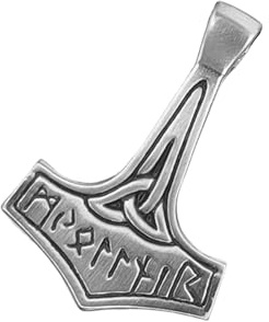 Kiss of Leather Colgante de martillo de Thor de acero inoxidable Nº 47 B, Acero inoxidable