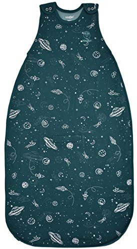 Woolino 4 Season Toddler Sleeping Bag, Merino Wool and Organic Cotton Baby Sleep Bag Sack, 2-4 Years, Space (Glow In The Dark)