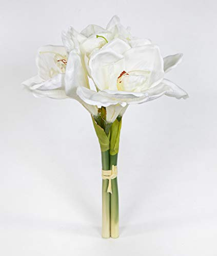 Seidenblumen Roß Amaryllisbund 35cm weiß GA Kunstpflanzen künstliche Amaryllis Blumen Ritterstern
