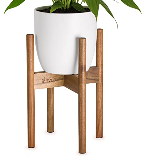 Ayria Adjustable Wooden Plant Stand – Fits 20-30cm Pots – Acacia Wood for Indoor & Outdoor Use